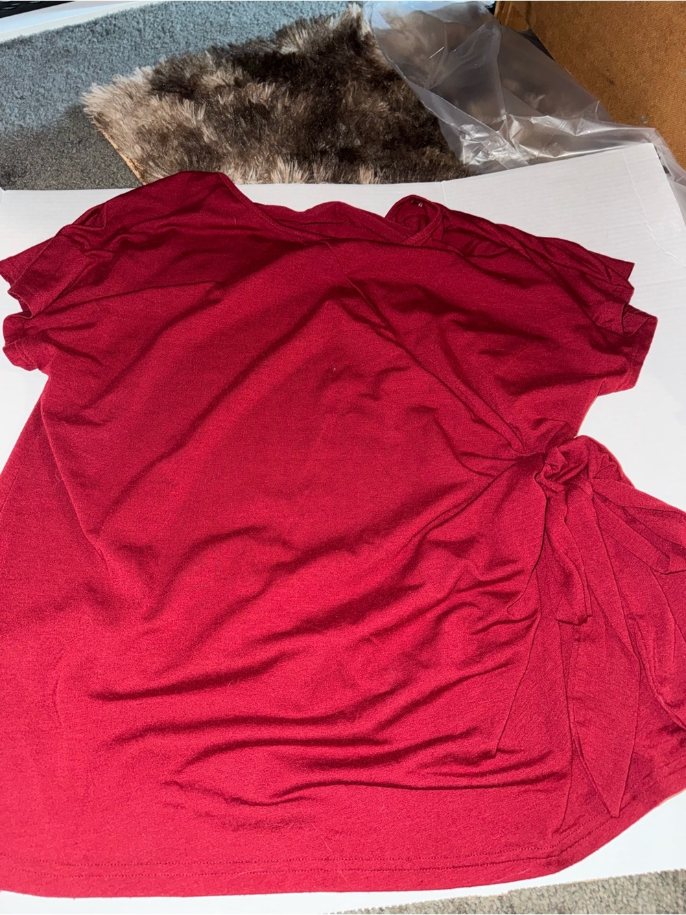 SHEIN Burgundy Short Sleeve Side-Tie Top